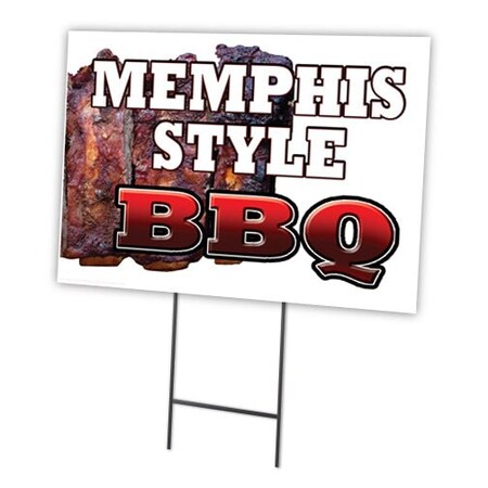 Signmission Memphis Style Bbq Yard Sign & Stake outdoor plastic coroplast window, C-1216-DS-Memphis Style BBQ C-1216-DS-Memphis Style BBQ